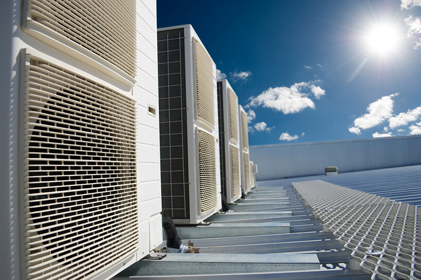 Close up of air conditioning units on roof