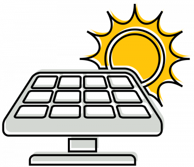 Illustration of a solar panel and sun