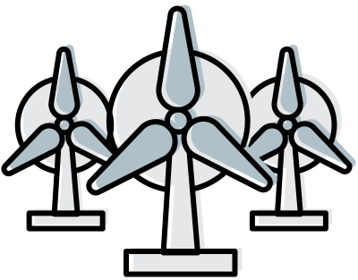 Illustration of three turbines for wind power
